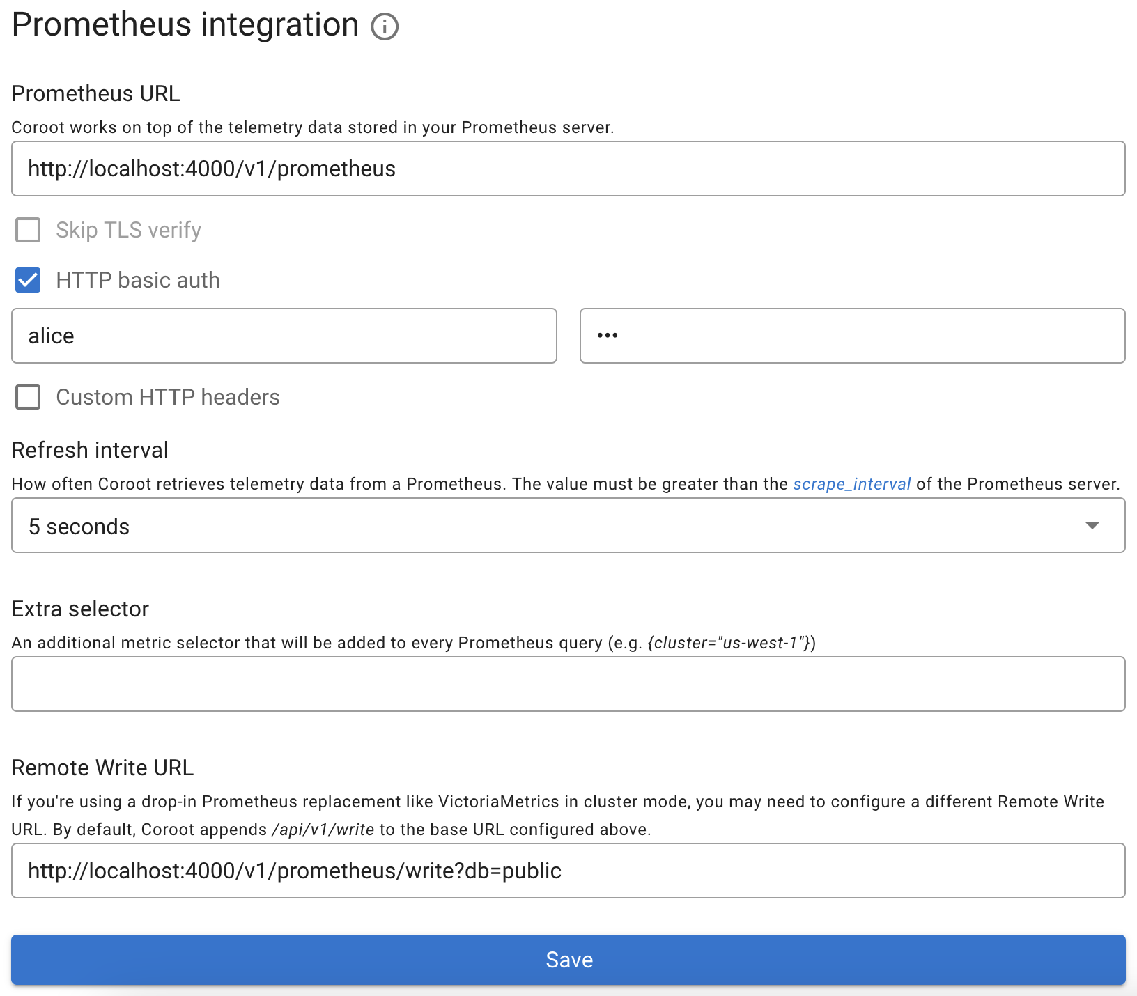 Coroot Configuration Example